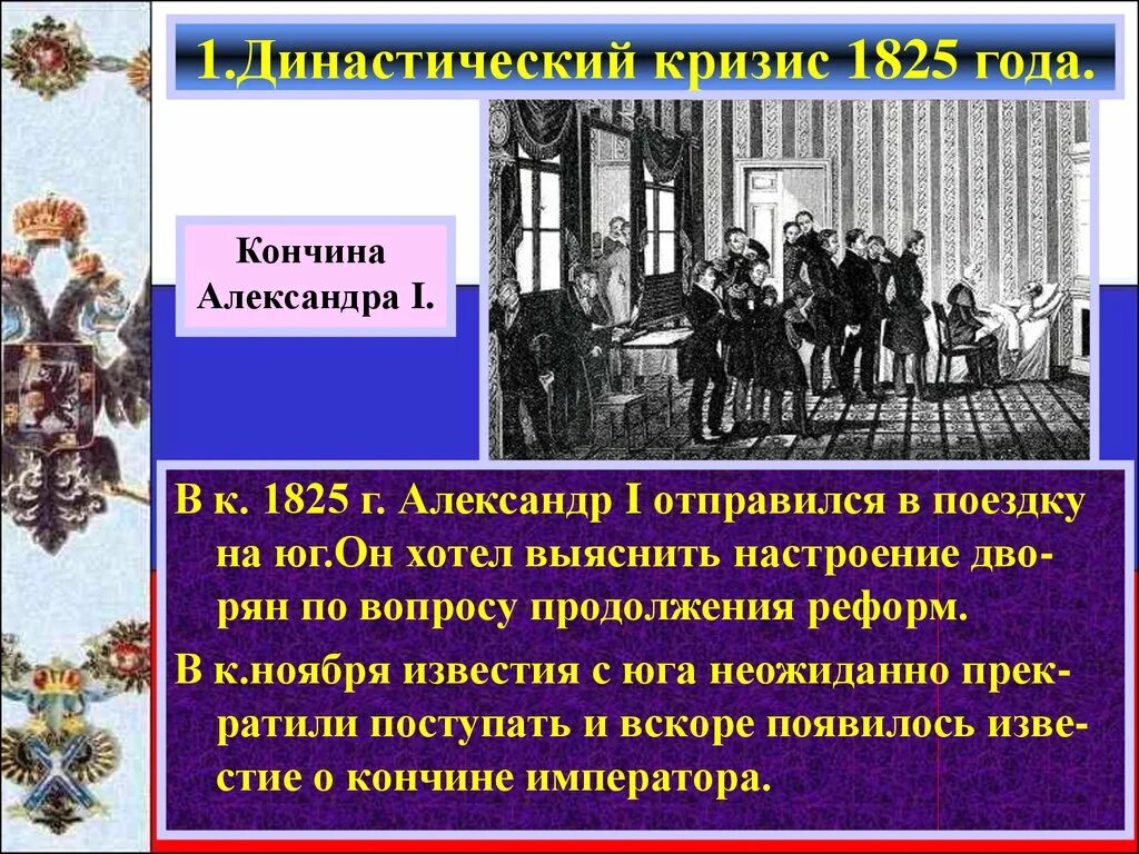 Восстание при александре 1. Династический кризис восстание Декабристов. Династический кризис 1825 года схема. Династический кризис 1825 г выступление Декабристов.