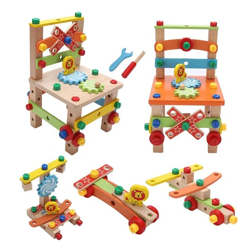 Интеллектуальные игрушки. Игрушки для детей. Деревянные игрушки для детей развивающие. Стул конструктор. Многофункциональные игрушки для детей.