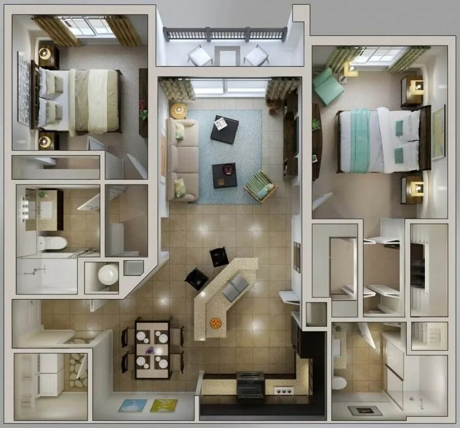 Планировка квартиры. Дизайнерский план квартиры. Современные планировки. Трехкомнатная квартира вид сверху.