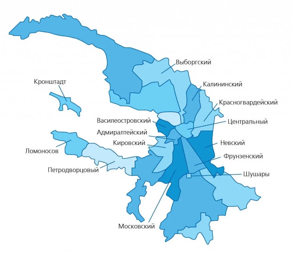 Территория города санкт петербурга на карте. Территориальное деление Санкт-Петербурга по районам карта. Районы Санкт-Петербурга на карте. Карта Санкт-Петербурга с районами города. Административные районы СПБ на карте.