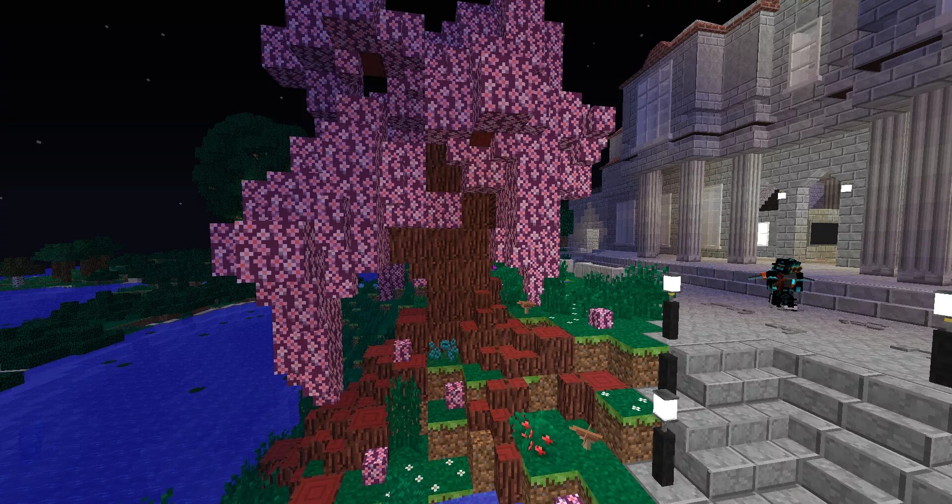 Сакура в МАЙНКРАФТЕ. Сакура в МАЙНКРАФТЕ постройка. Cherry Blossom Minecraft. Биом Сакура майнкрафт 1.20.