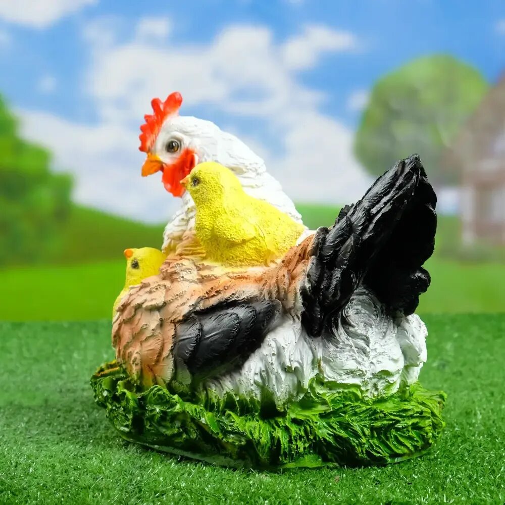 Кура наседка. Курица-наседка. Садовая фигура курица. Фигурка курица наседка. Садовая фигура курица с цыплятами.