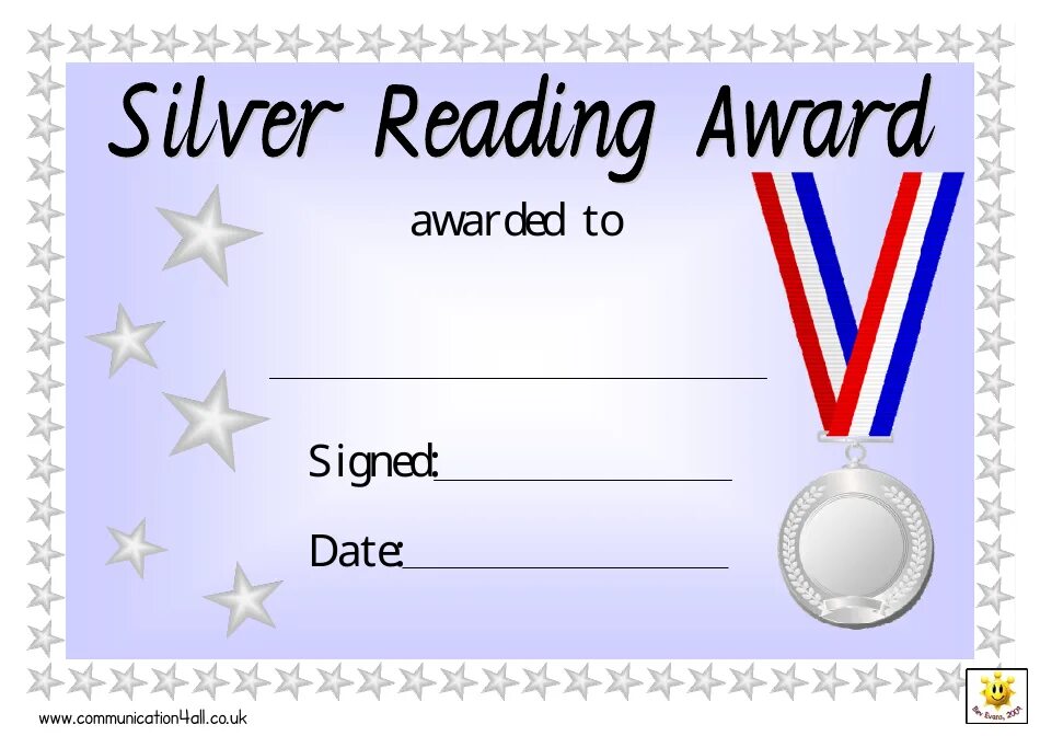 Reading certificate. Reading Award Certificate. Reading Award.