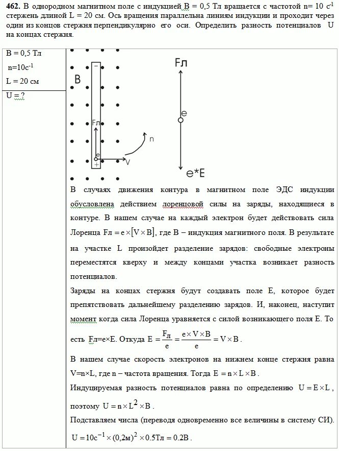 В однородном магнитном поле равномерно вращается. В однородное магнитное поле с индукцией 0.01. стержень вращается в магнитном поле. разность потенциалов на концах стержня. вращение стержня в магнитном поле.