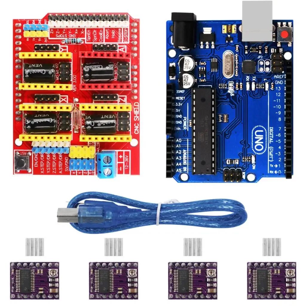 Cnc uno. Cnc шилд v3. плата расширения для arduino uno. cnc shield v3.0 для arduino uno. плата расширения шагового двигателя drv8825.