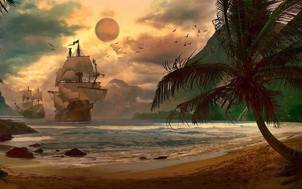 Игра sea of thieves. Пиратский корабль и остров. Sea of thieves остров сокровищ. Остров сокровищ. Пираты пиратского острова.