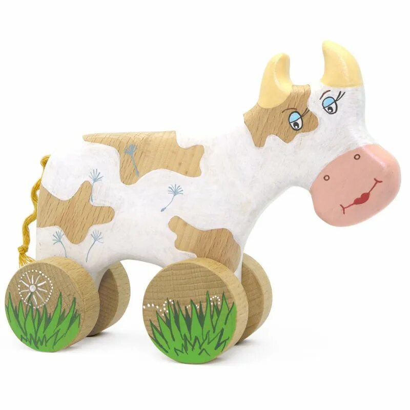 Коровка деревьев. Каталка-игрушка essa Toys коровка. Игрушка корова деревянная. Деревянная игрушка коровка. Деревянная каталка коровка.