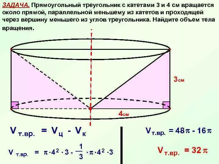 Прямая сх проходит через вершину. Найдите объемы тел вращения.. Тело вращения треугольника вокруг прямой. Тело вращения прямоугольного треугольника вокруг прямой проходящей. Объем полученного тела вращения.