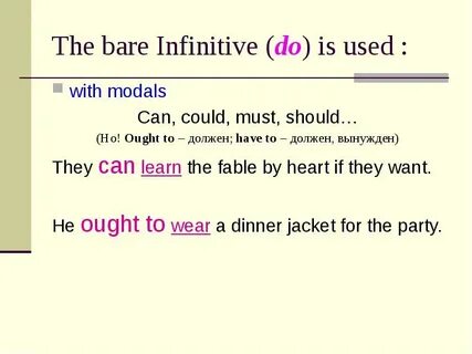 Full infinitive bare infinitive ing