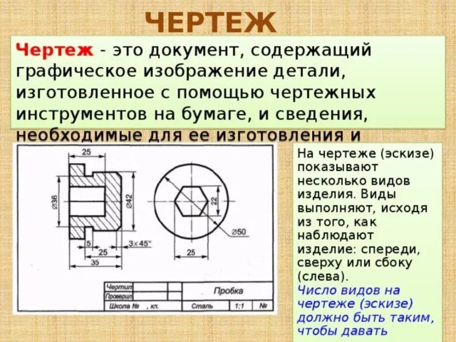 Определить чертеж детали