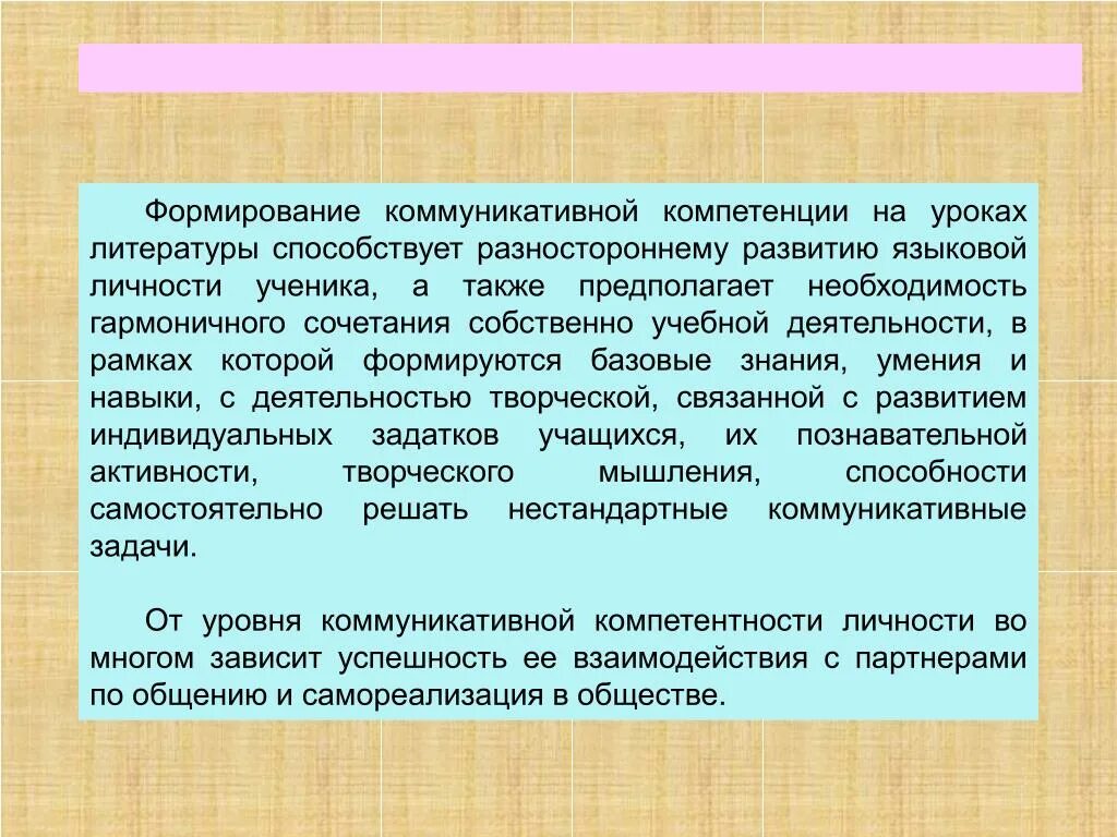 Формирование компетенций на уроках литературы. Языковая личность школьника. Коммуникативная компетенция языковой личности. Литература для развития коммуникативных навыков. Уровки языковой личности.