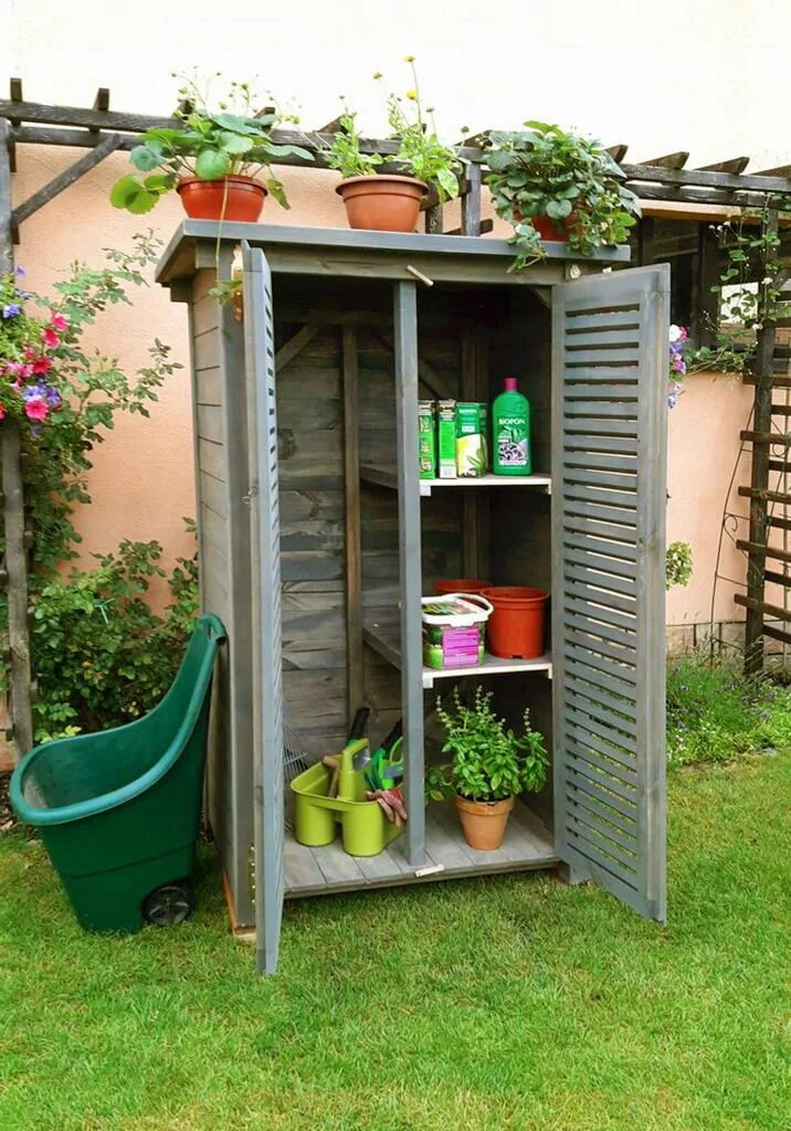 Ящик для садового инвентаря. Шкаф для хранения садового инвентаря. Садовый домик для инвентаря. Хранение садового инвентаря в сарае.