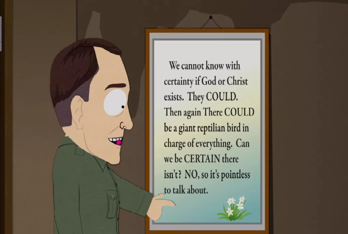I can certainly. Южный парк агностики. If God exists Rick its. It's pointless to be.