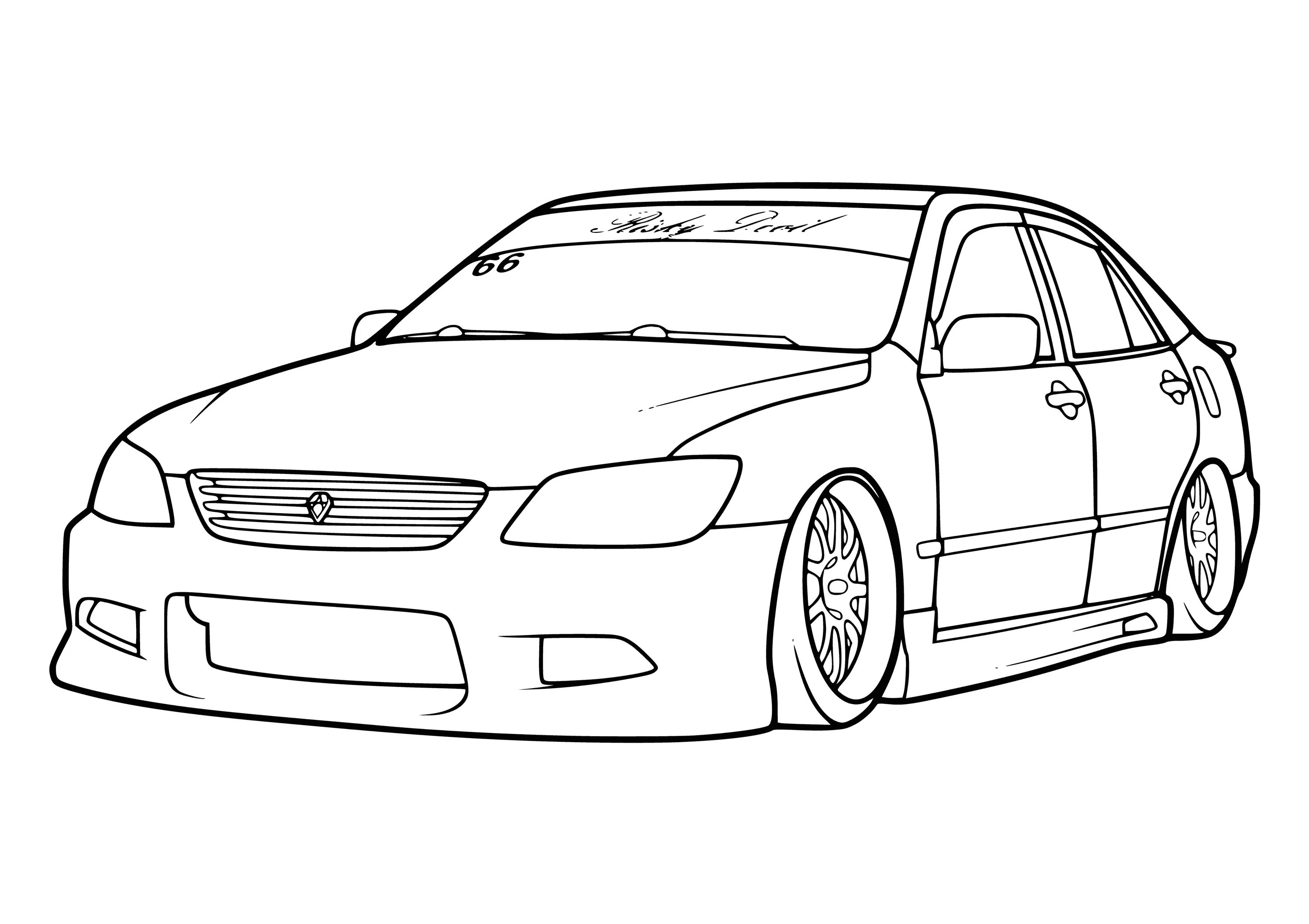 Раскраски приоры распечатать. Toyota Mark 2 110 drawin. Toyota Altezza раскраска.