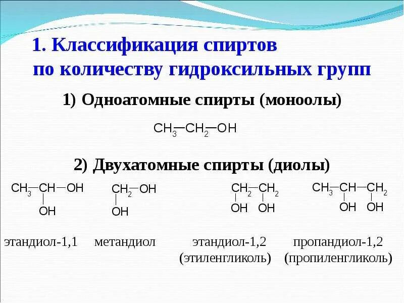 Гидроксильная группа одноатомных спиртов