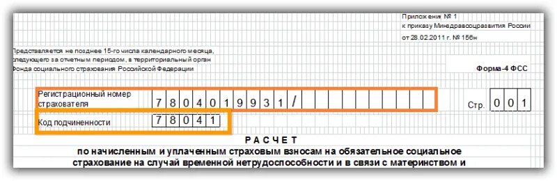 Код подчиненности в сфр