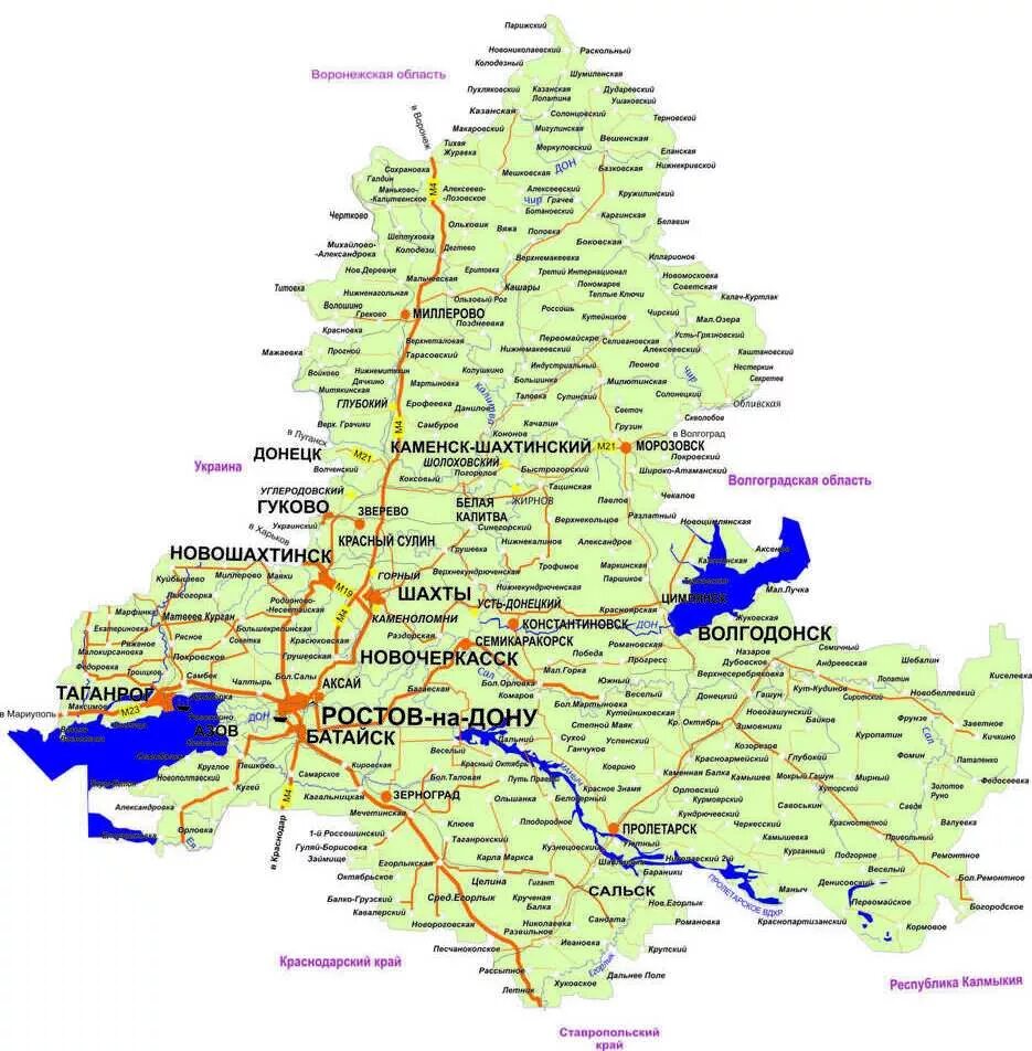 Города россии ростовской области. Карта Ростовской области. Дон на карте Ростовской области. Ростовская область карта с городами и поселками. Карта Ростовской области с населенными пунктами.