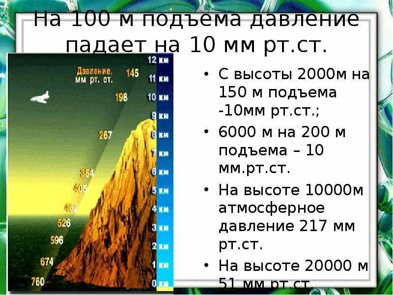 Падение давления с высотой мм РТ. Высота и давление атмосферы. Изменение атмосферного давления с высотой. Давление на высоте.