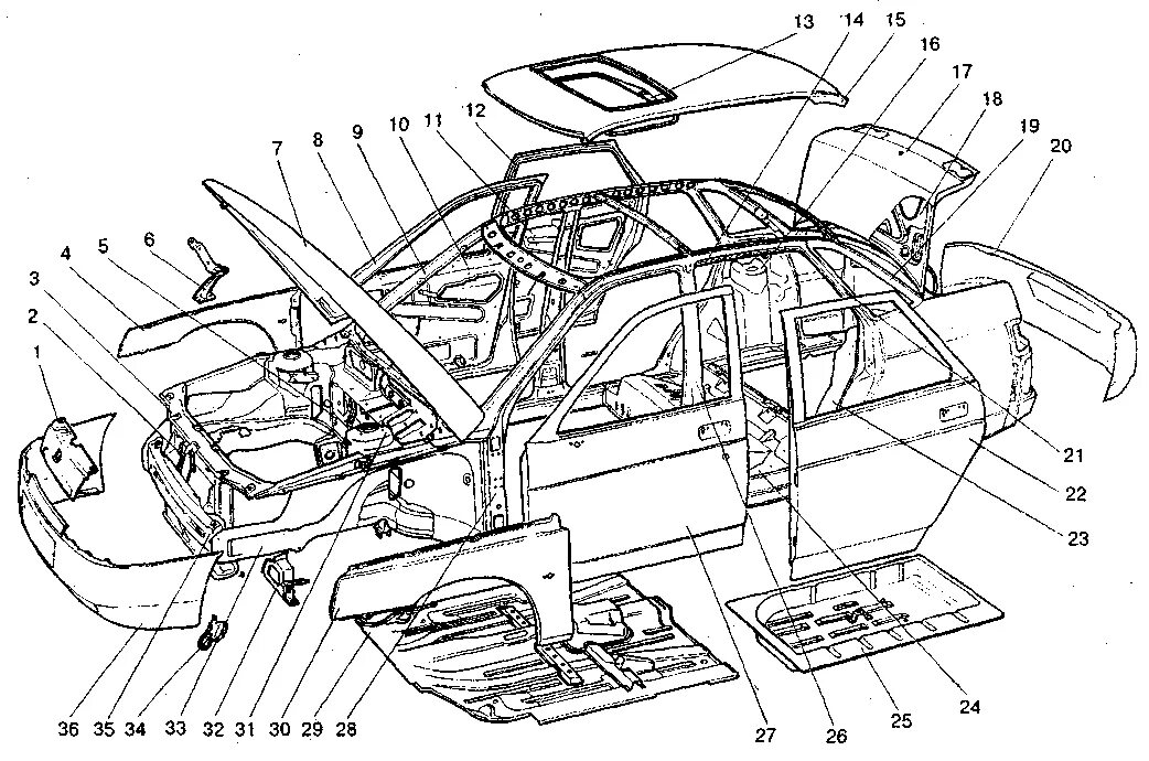 Элементы кузова ваз. Детали кузова автомобиля ВАЗ 2110. ВАЗ 2111 чертеж кузова. Кузов ВАЗ 2110 схема кузовные детали. Детали каркаса кузова автомобиля ВАЗ 2110.