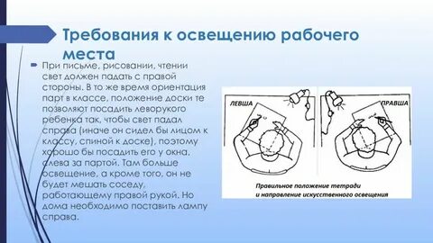 С какой стороны должен падать свет