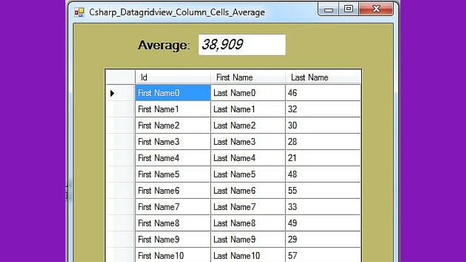 Get value c