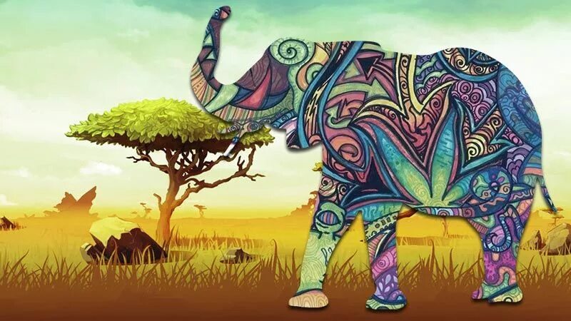 An elephant can t fly. Слон лсд. Психоделический слон. Индийский слон Тотем. Слон и LSD.