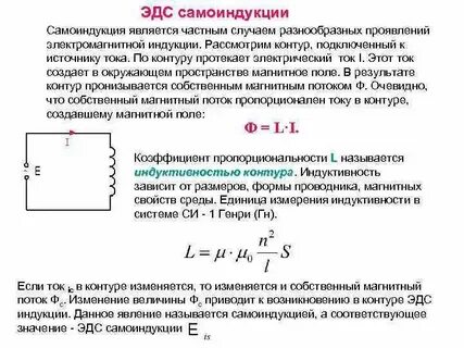 Явление самоиндукции индуктивность катушки