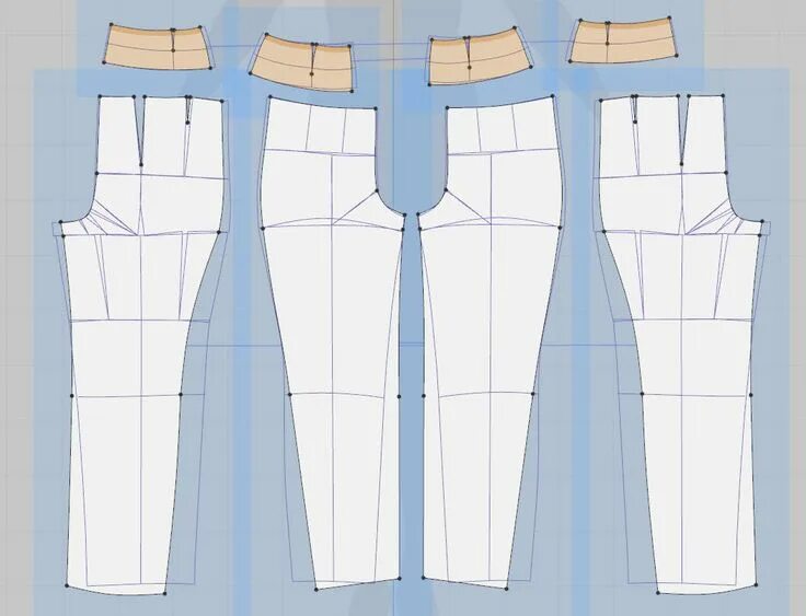 Выкройка брюк на фигурном поясе. WomaNew.ru - выкройки, лекала Modelação, Costur