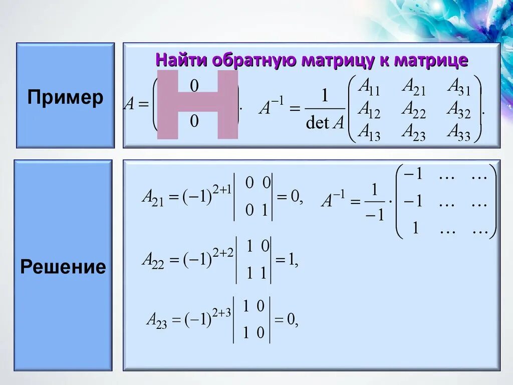 Найти матрицу пример