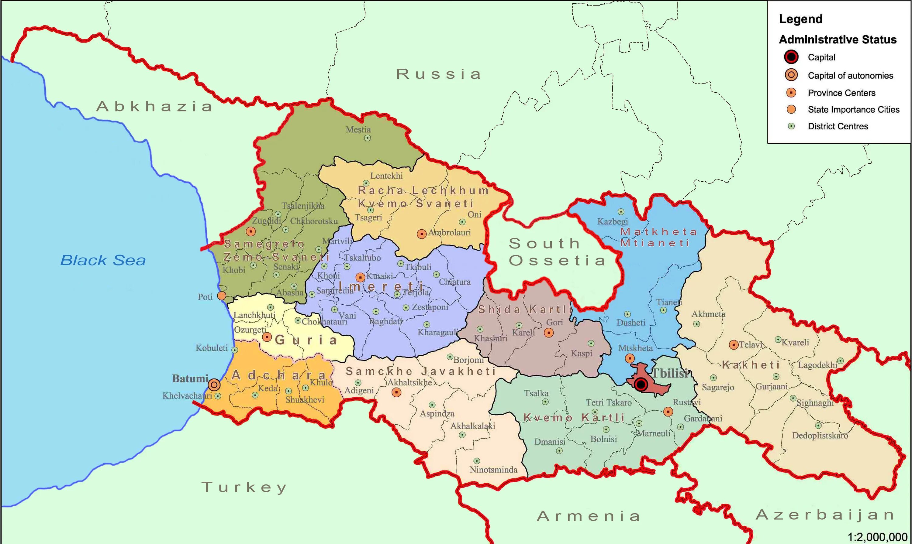 Карта грузии подробная на русском. Карта Грузии подробная карта Грузии подробная. Районы Грузии на карте. Административная карта Грузии. Административное деление Грузии на карте.