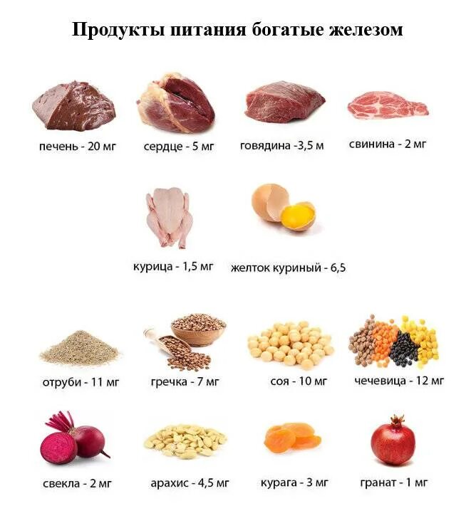 Список продуктов повышающих гемоглобин