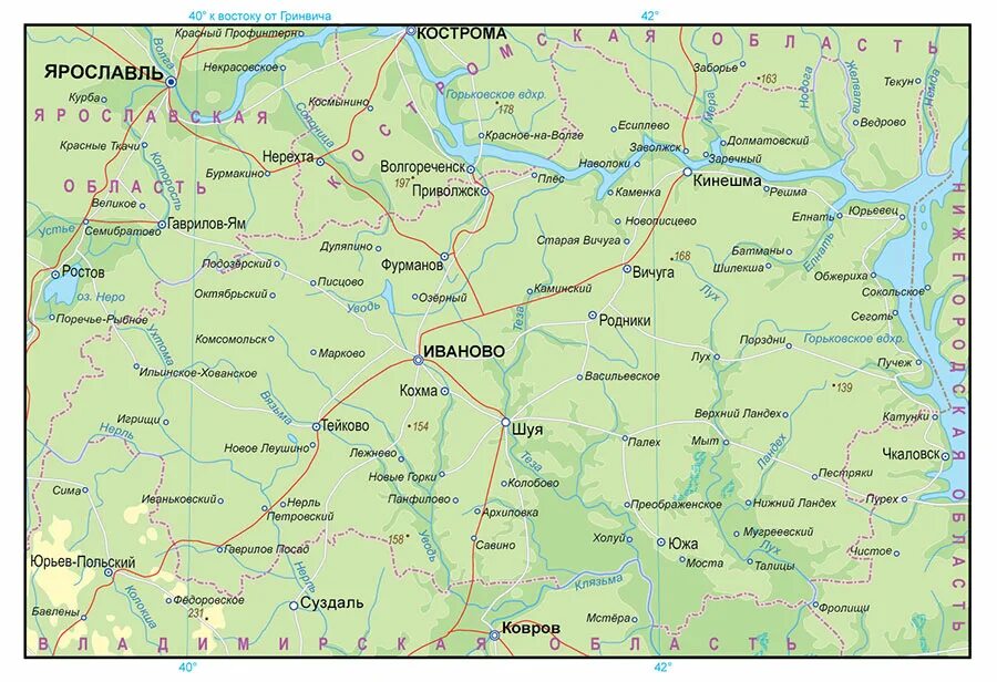 Карта Ивановской области. Физическая карта Ивановской области. Карта Ивановской области подробная с деревнями. Карта Ивановской области с городами и поселками. Карта иваново военная