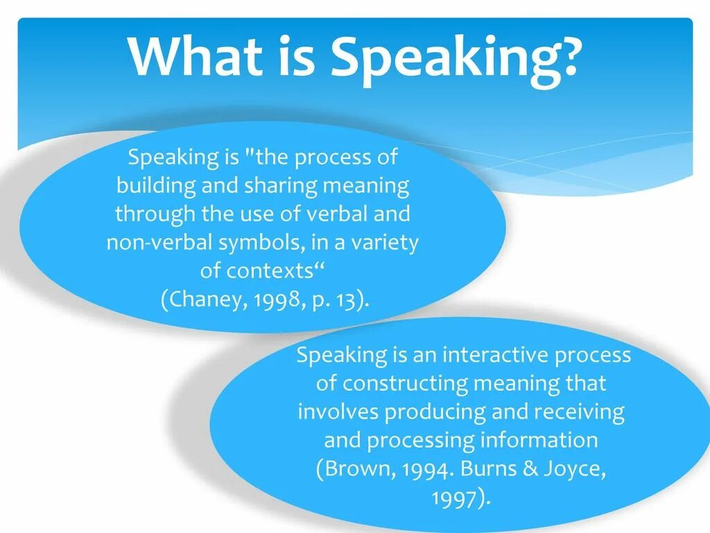 Speaking include