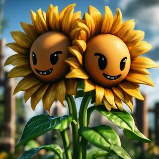 "Double sunflower from Plants vs ." - image created in Shedevrum