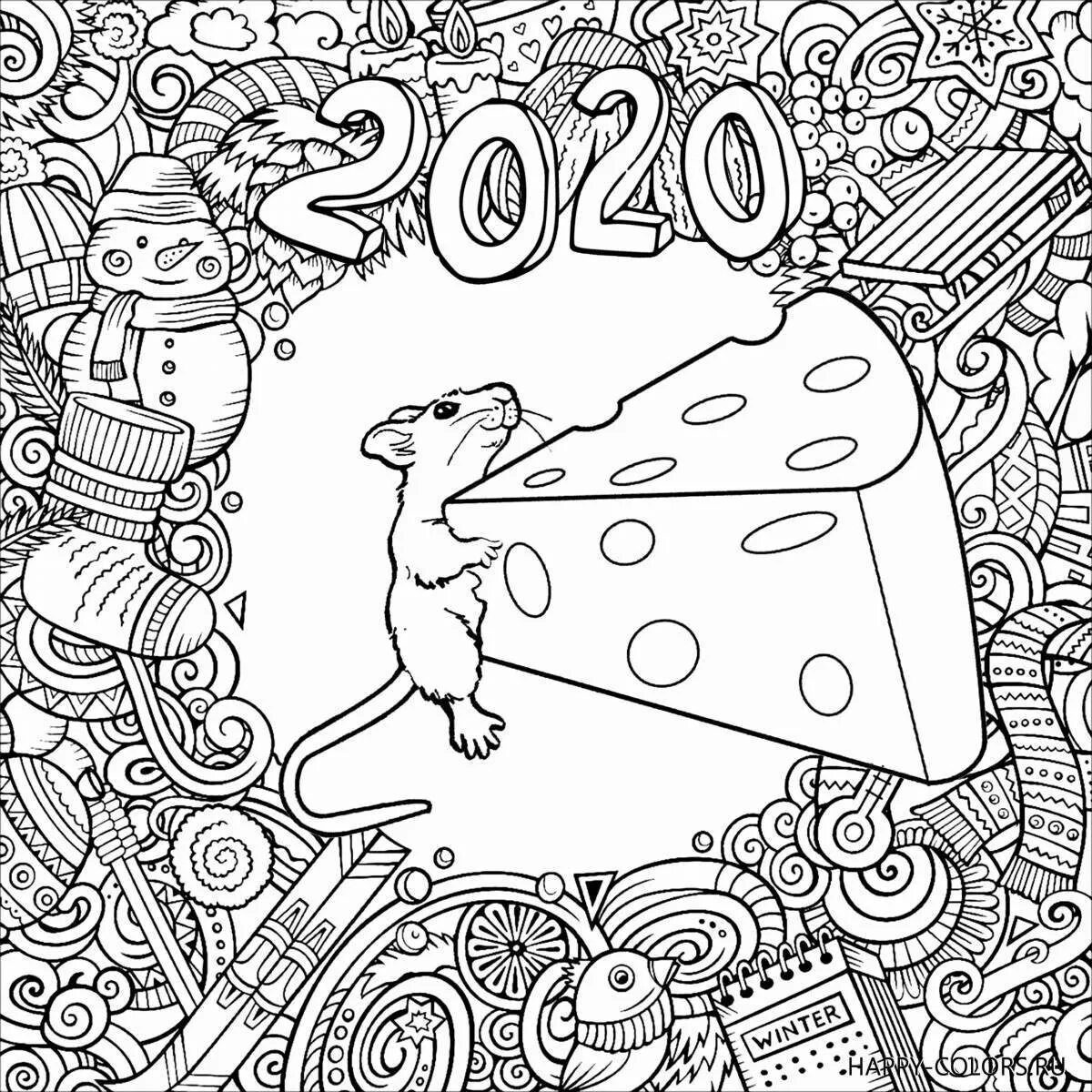 Новые раскраски 2020. Раскраска антистресс крыса. Открытка на новый год нарисовать. Крыса картинка раскраска. Крыса антистресс раскраска новый год.