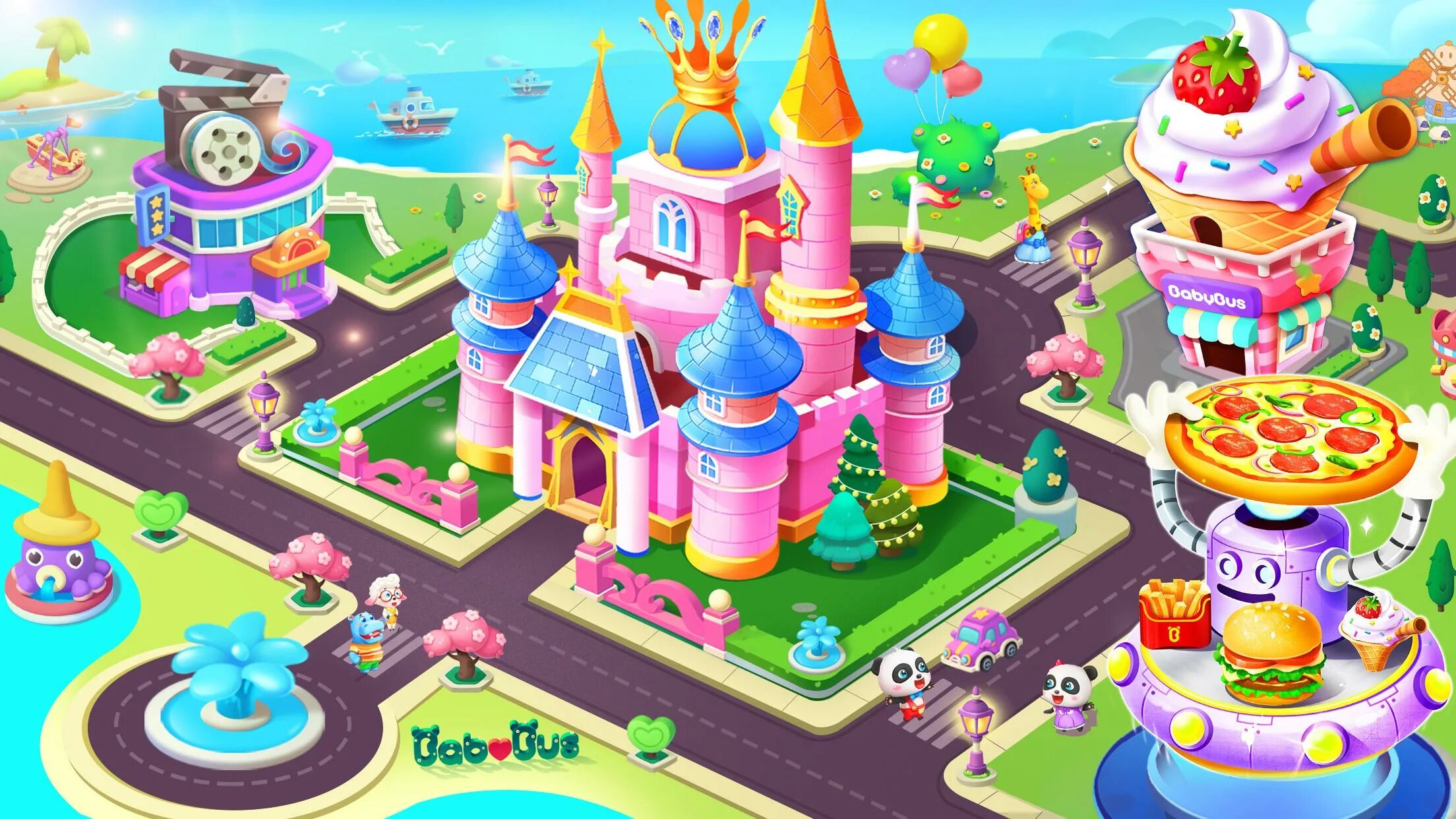 Детский город. Игра город маленькой панды. Игра город маленькой панды. Улица с фонтаном для гача лайф. Мультяшный город.