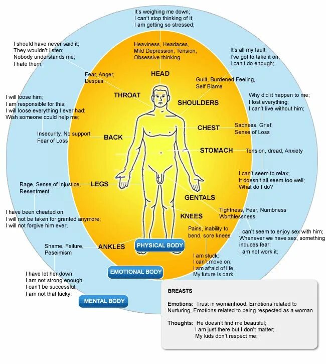 Эмоциональная карта тела человека. Эмоции и органы. Эмоции и ощущения в теле. Эмоции и болезни.