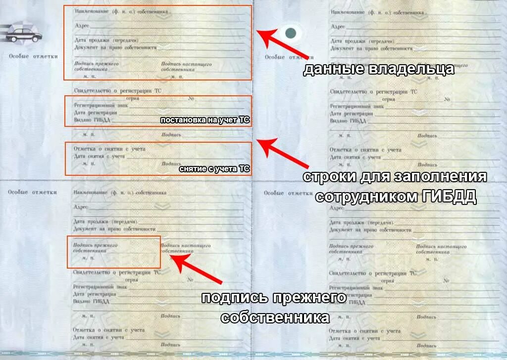 Как переоформить машину на сына. Где расписываться в ПТС при продаже автомобиля. Подпись старого владельца в ПТС при продаже. Подпись прежнего собственника в ПТС. Где расписуются в ПТС при продаже.