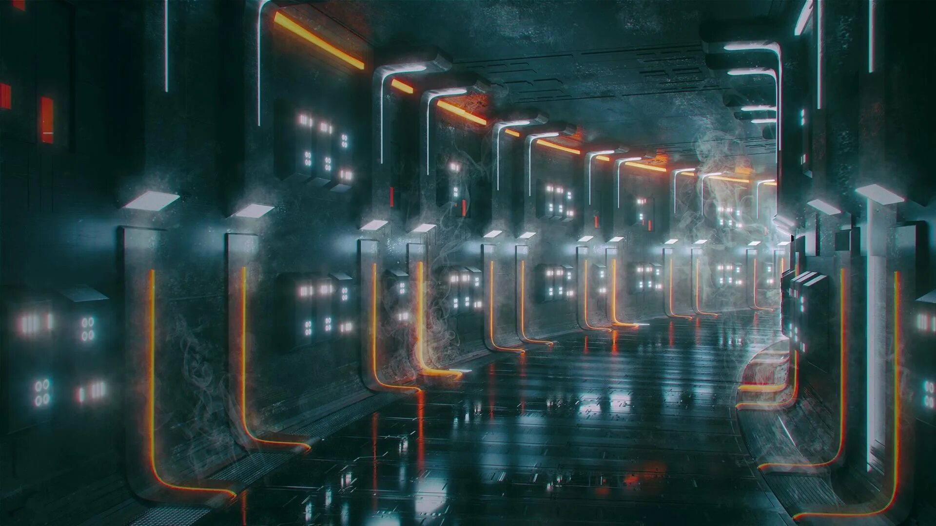 Sci-Fi креокапсула. Cyberpunk Corridor. Коридор будущего. Коридор в стиле киберпанк. Загадочные уровни