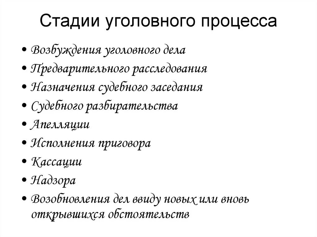 Стадии уголовного судопроизводства рф