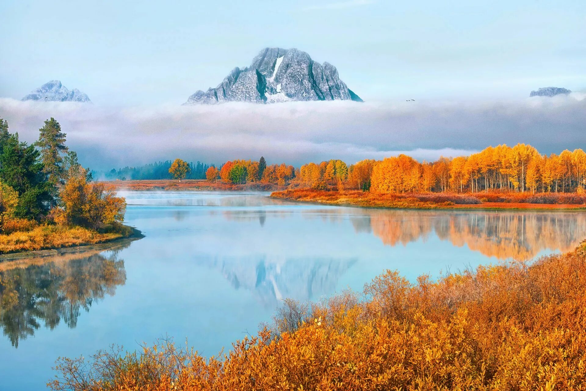 Изображение природы. Штат Вайоминг Гранд Титон. Осень горы озеро. Осень в Вайоминге. Природа осенью.