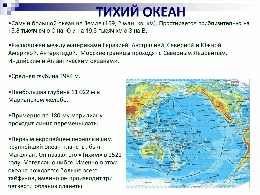 Описать тихий океан