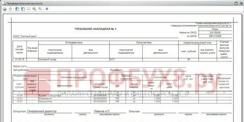 М 11 списание материалов