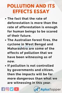 Pollution and Its Effects Essay Essay on Pollution and Its Effects for Stud...