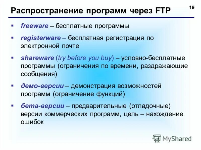 Область распространения программы. Опенсорс. Классификация по по условиям распространения и использования. Способы распространения программных продуктов. Условия распространения программы.