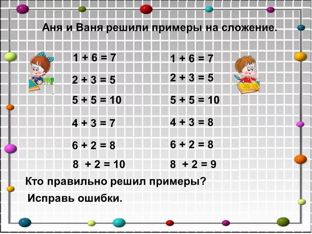 Исправить ошибки 6 класс. Примеры. Найди ошибки в примерах. Математика реши примеры. Примеры которые решены.