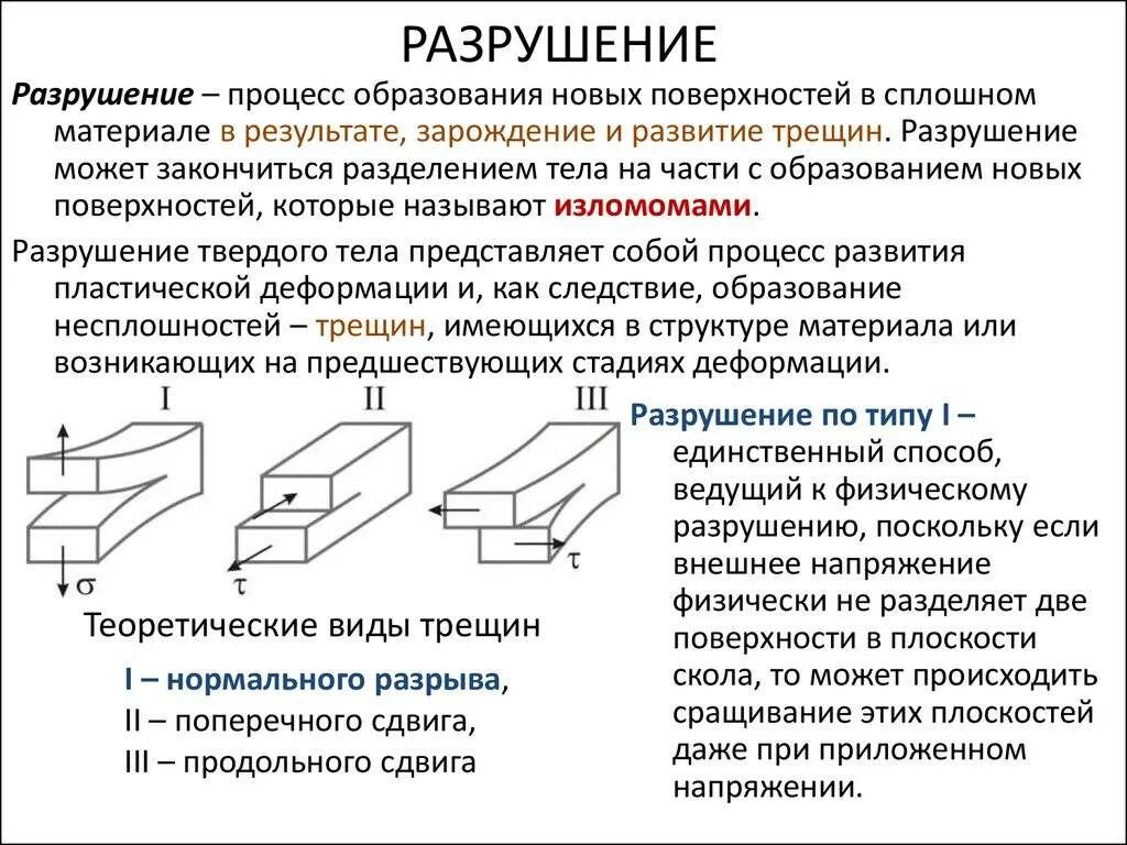 Изменение и разрушение связь. Разрушение деталей при пластической деформации. виды разрушения материалов. деформация и разрушение металлов. процесс разрушения материала конструкции..