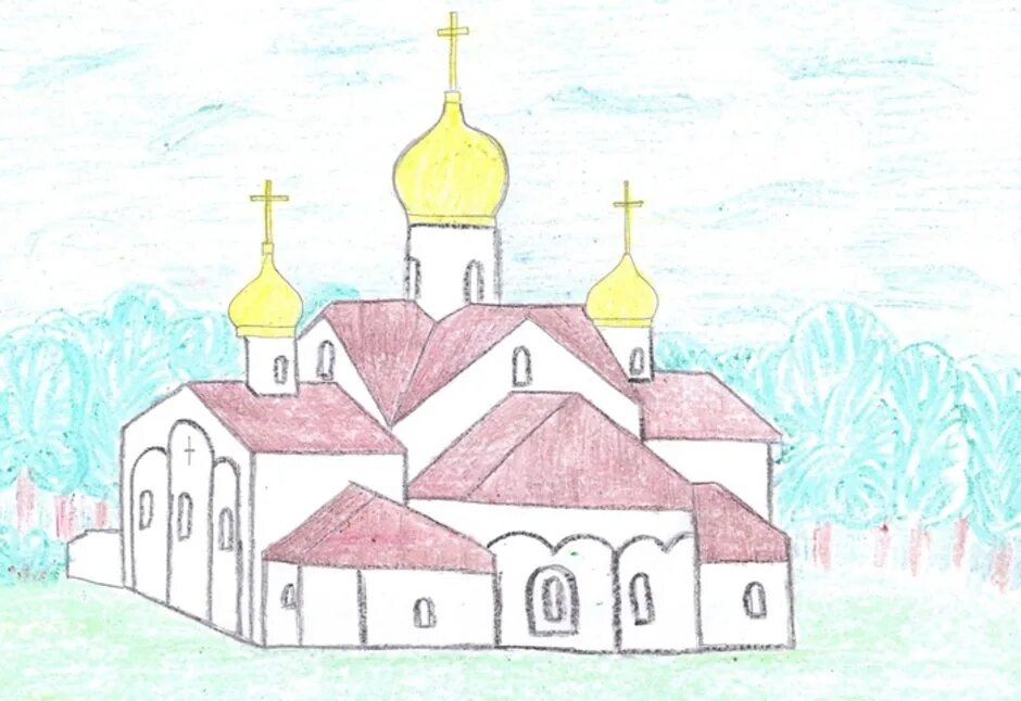 Храм Коренная пустынь рисунки. Церковь карандашом. Церковь рисунок карандашом. Церковь детский рисунок.