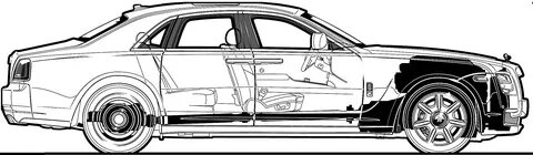 2010 Rolls-Royce Ghost Sedan blueprints free - Outlines