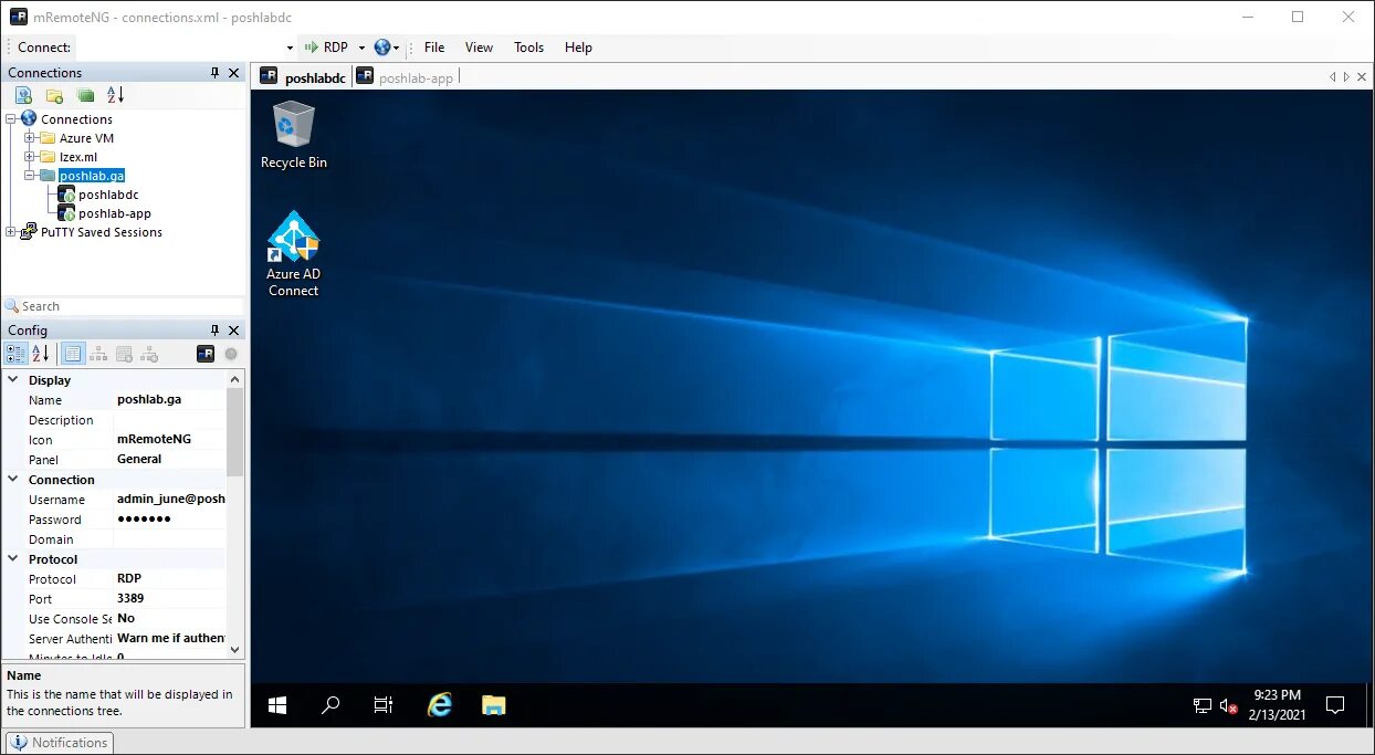 Windows connection manager. Rdp connection. mremoteng. экран рдп.